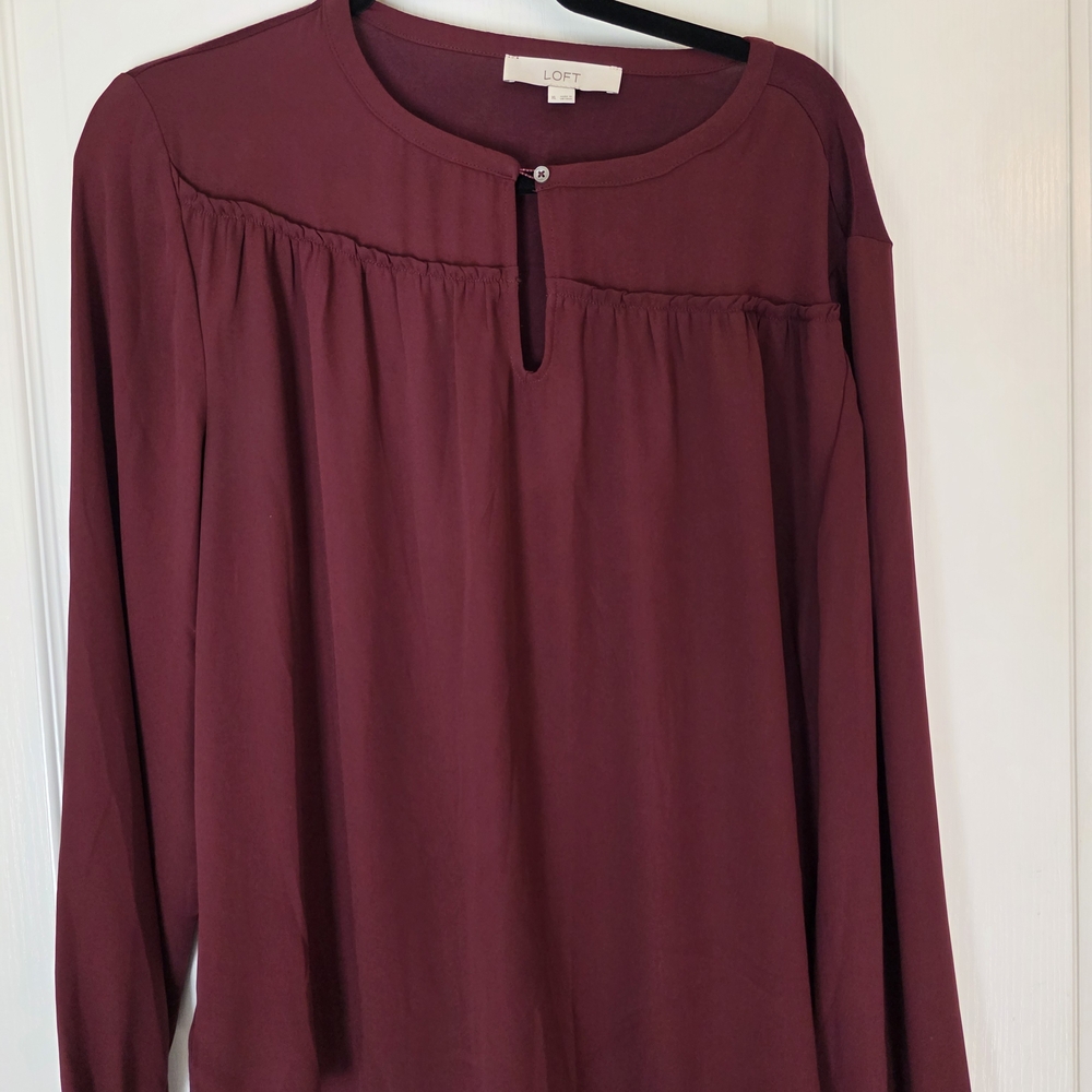 LOFT Mixed Media Women's Wine Color Blouse